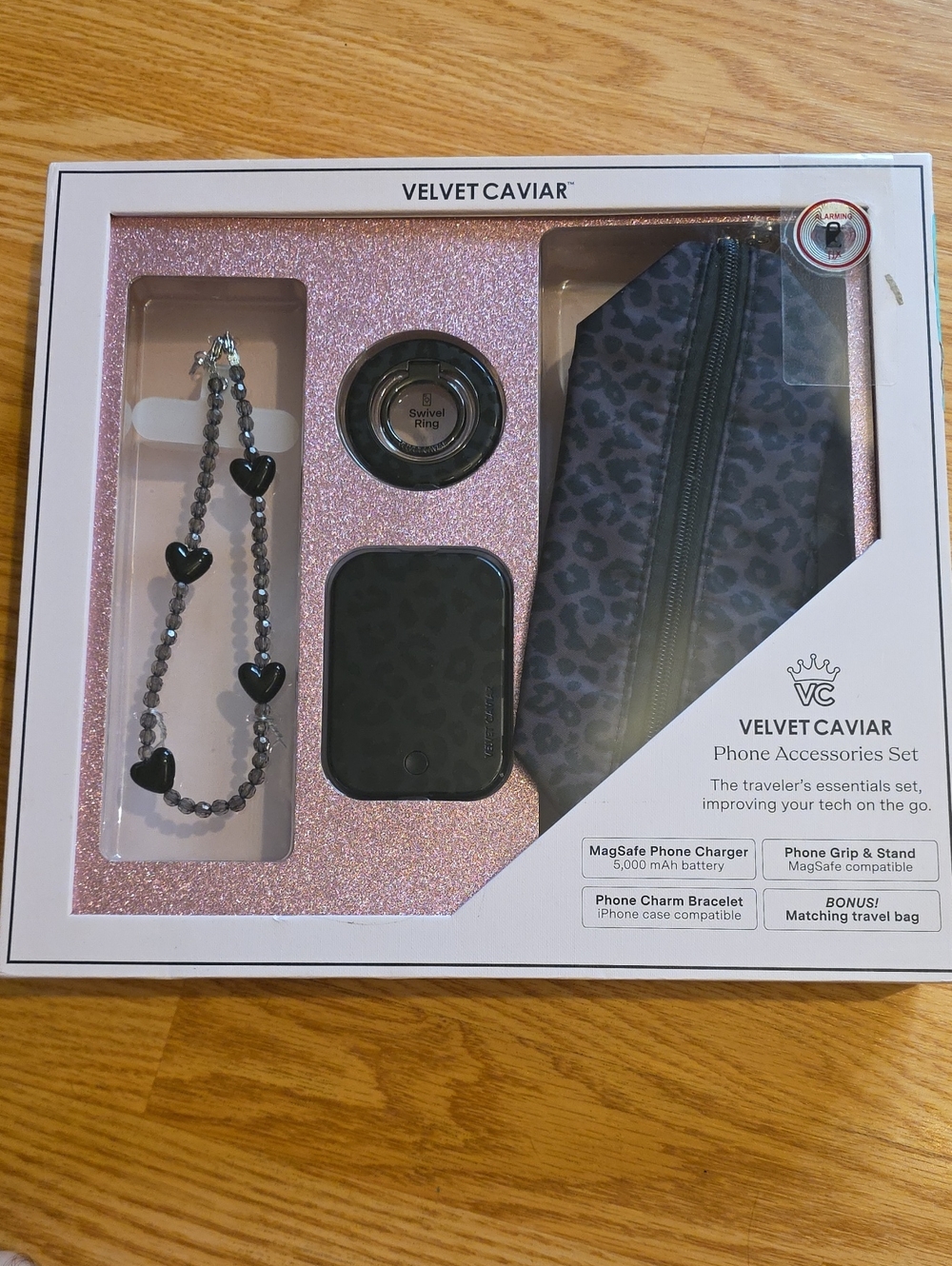 Velvet Caviar Black Gray Leopard Phone Accessories Set